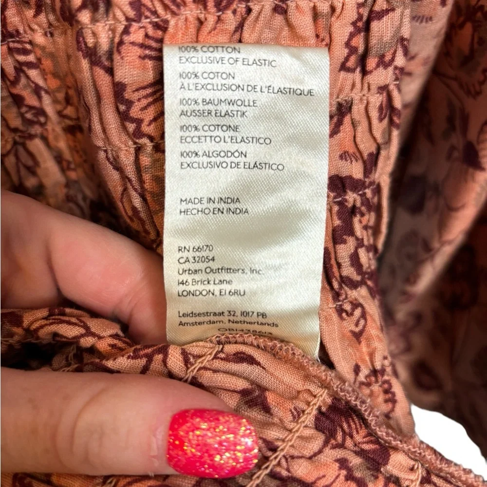 NWT Free People Smock It To Me Puff Sleeve Smocked Body Mini Dress Apricot Large - Picture 9 of 10